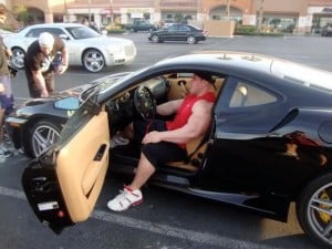 Bodybuilder in a Car