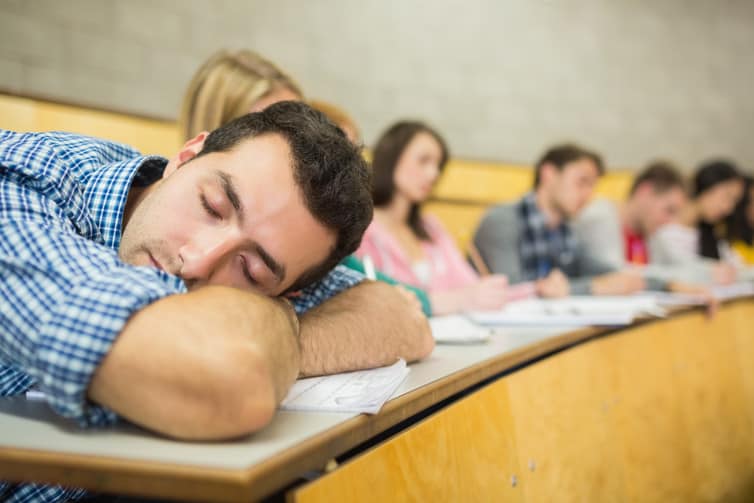 falling asleep student