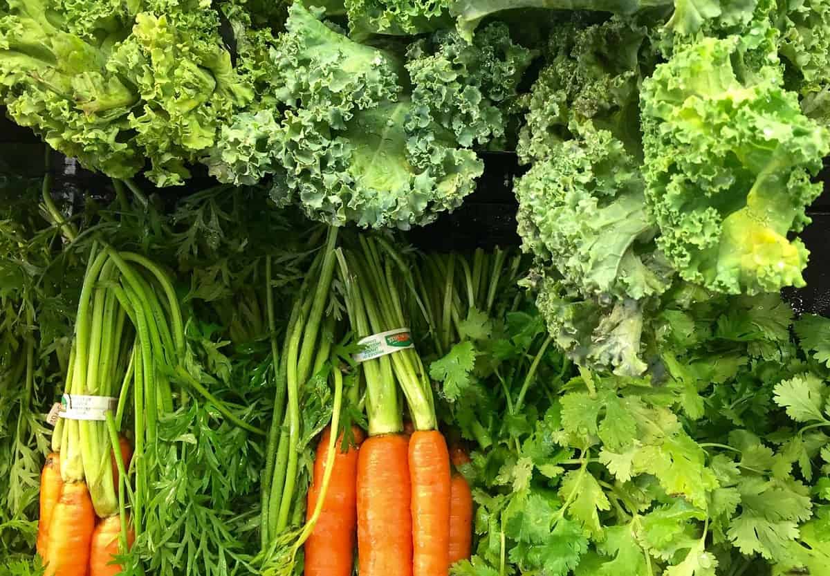 green vegetables and carrots