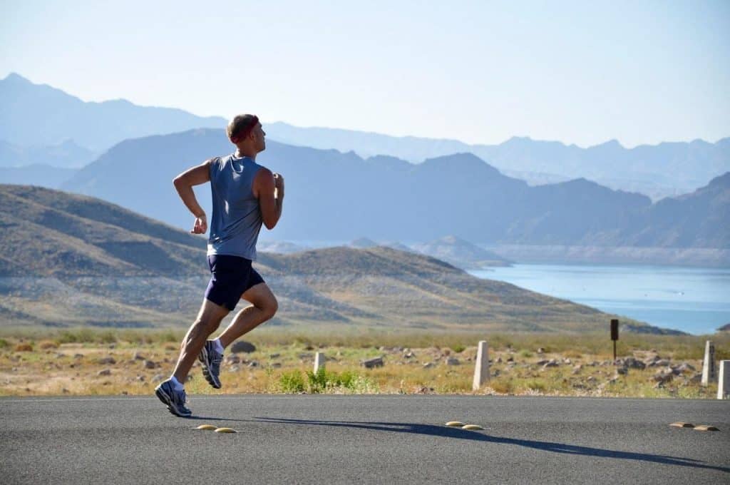 man running in the mountains