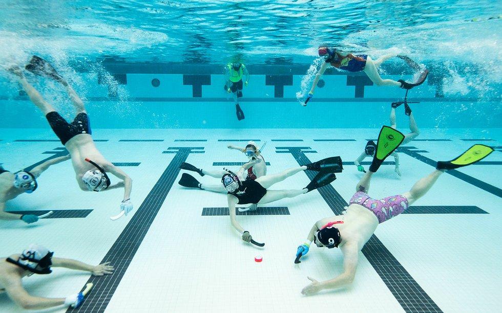 water sports: underwater hockey