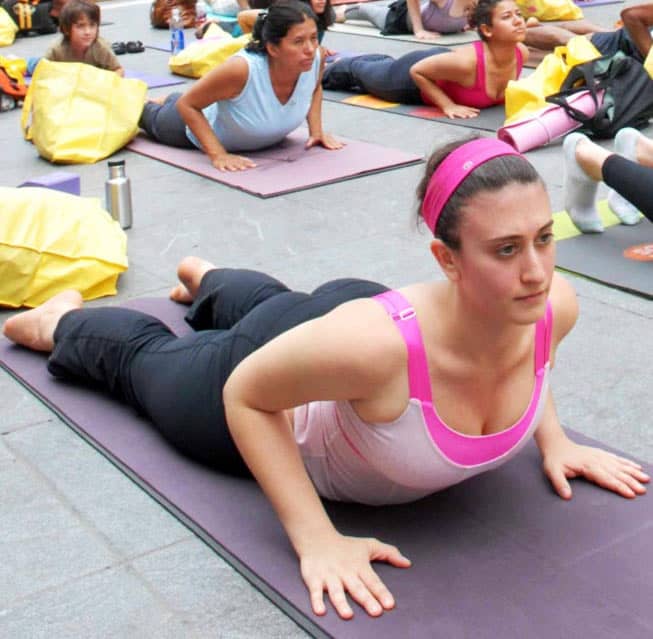 yoga girl isometric stretching