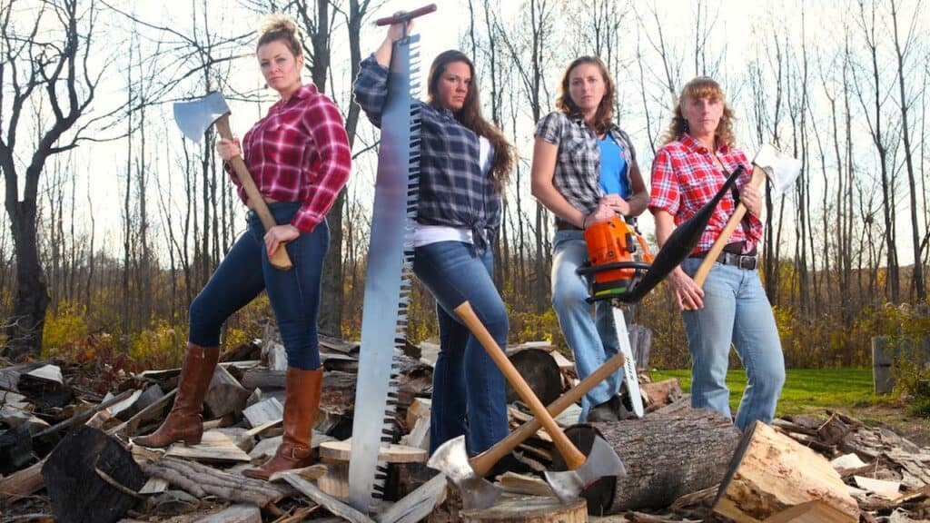 These lumberjills work seriously physical jobs. 